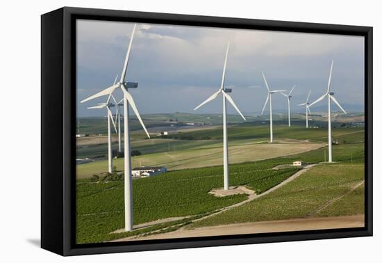 Aerial View of Wind Turbines, Andalusia, Spain-Peter Adams-Framed Premier Image Canvas
