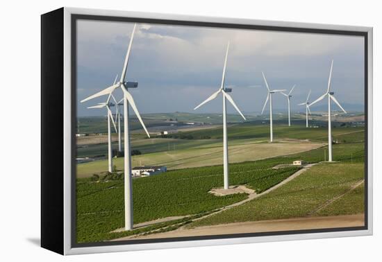 Aerial View of Wind Turbines, Andalusia, Spain-Peter Adams-Framed Premier Image Canvas