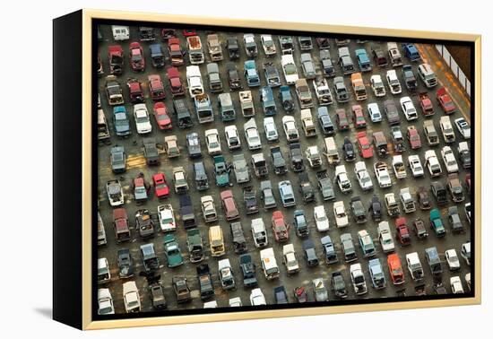 Aerial View of Wrecked Cars in Charlotte, North Carolina-Joseph Sohm-Framed Premier Image Canvas