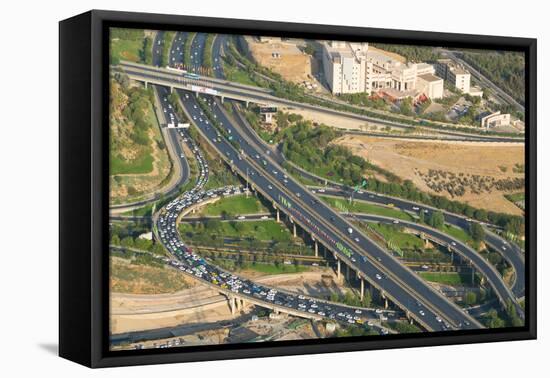 Aerial view of yet another traffic jam, Tehran, Iran, Middle East-James Strachan-Framed Premier Image Canvas