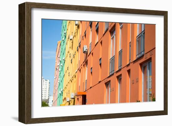 Aerial View on Colorful Residential Buildings. Real Estate and Housing in Kyiv Ukraine-Olga Grygorashyk-Framed Photographic Print