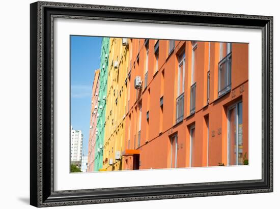 Aerial View on Colorful Residential Buildings. Real Estate and Housing in Kyiv Ukraine-Olga Grygorashyk-Framed Photographic Print