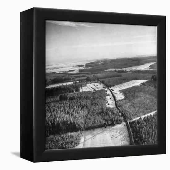 Aerial View over Ardennes Showing Us Tank Company During the Battle of the Bulge-null-Framed Premier Image Canvas