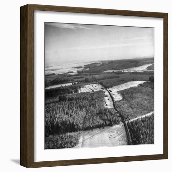 Aerial View over Ardennes Showing Us Tank Company During the Battle of the Bulge-null-Framed Photographic Print