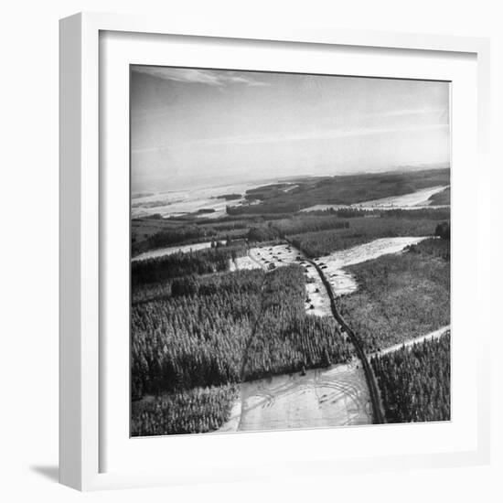 Aerial View over Ardennes Showing Us Tank Company During the Battle of the Bulge-null-Framed Photographic Print
