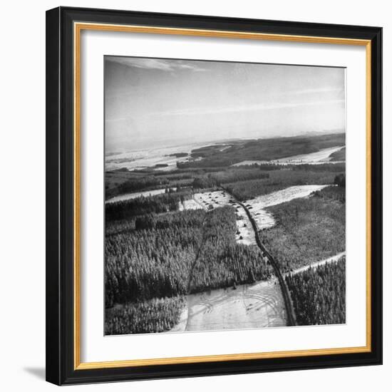 Aerial View over Ardennes Showing Us Tank Company During the Battle of the Bulge-null-Framed Photographic Print