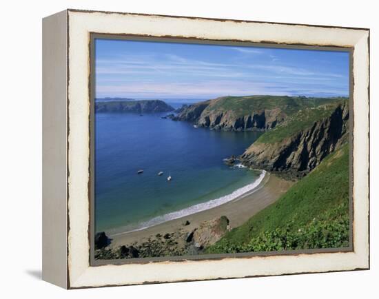 Aerial View over Beach at La Grande Greve, Sark, Channel Islands, United Kingdom, Europe-Lightfoot Jeremy-Framed Premier Image Canvas