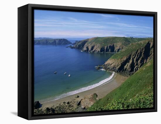 Aerial View over Beach at La Grande Greve, Sark, Channel Islands, United Kingdom, Europe-Lightfoot Jeremy-Framed Premier Image Canvas