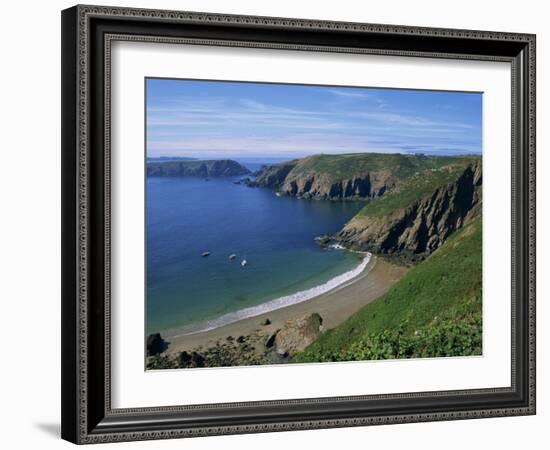 Aerial View over Beach at La Grande Greve, Sark, Channel Islands, United Kingdom, Europe-Lightfoot Jeremy-Framed Photographic Print