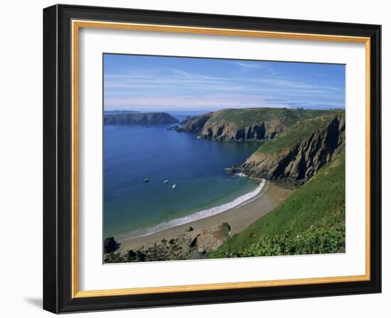 Aerial View over Beach at La Grande Greve, Sark, Channel Islands, United Kingdom, Europe-Lightfoot Jeremy-Framed Photographic Print