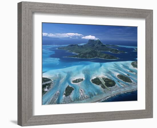 Aerial View over Bora Bora, French Polynesia-Neil Farrin-Framed Photographic Print