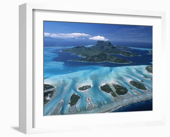 Aerial View over Bora Bora, French Polynesia-Neil Farrin-Framed Photographic Print