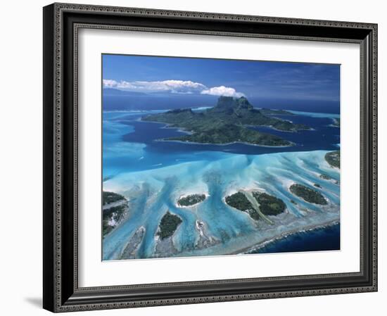 Aerial View over Bora Bora, French Polynesia-Neil Farrin-Framed Photographic Print