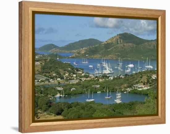 Aerial View over Falmouth Bay, with Moored Yachts, Antigua, Leeward Islands, West Indies, Caribbean-Lightfoot Jeremy-Framed Premier Image Canvas