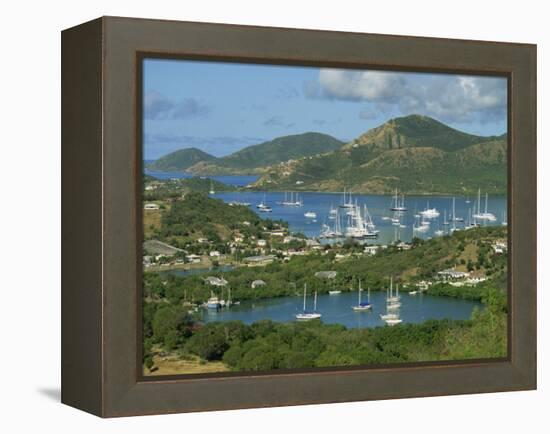 Aerial View over Falmouth Bay, with Moored Yachts, Antigua, Leeward Islands, West Indies, Caribbean-Lightfoot Jeremy-Framed Premier Image Canvas