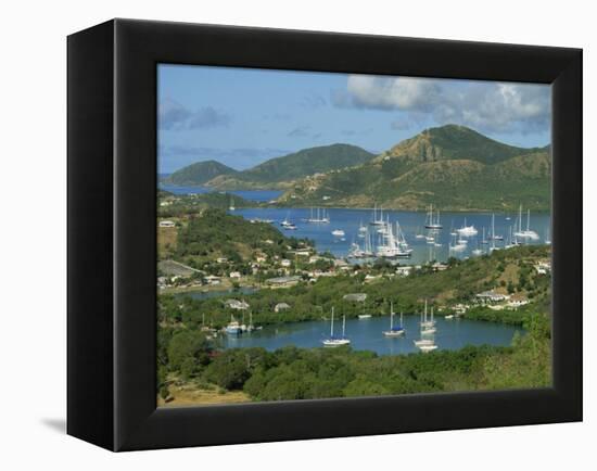 Aerial View over Falmouth Bay, with Moored Yachts, Antigua, Leeward Islands, West Indies, Caribbean-Lightfoot Jeremy-Framed Premier Image Canvas