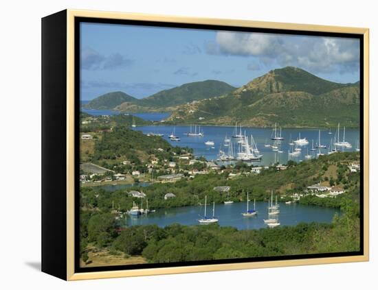 Aerial View over Falmouth Bay, with Moored Yachts, Antigua, Leeward Islands, West Indies, Caribbean-Lightfoot Jeremy-Framed Premier Image Canvas