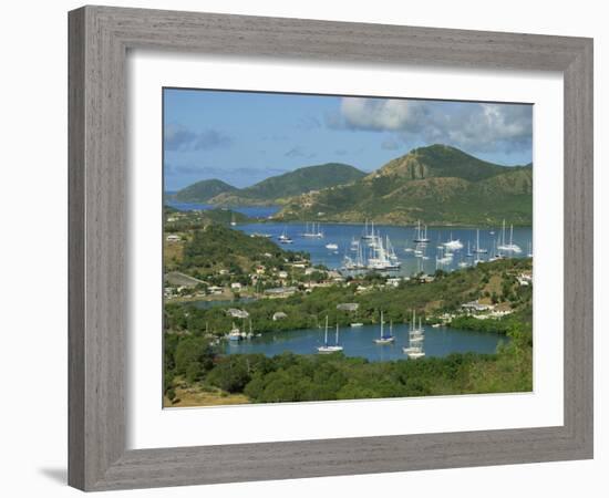 Aerial View over Falmouth Bay, with Moored Yachts, Antigua, Leeward Islands, West Indies, Caribbean-Lightfoot Jeremy-Framed Photographic Print