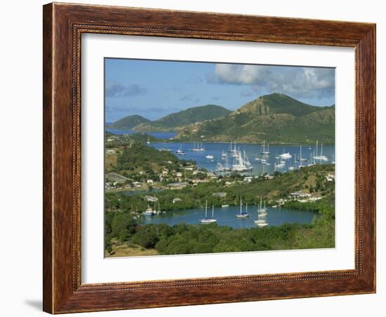 Aerial View over Falmouth Bay, with Moored Yachts, Antigua, Leeward Islands, West Indies, Caribbean-Lightfoot Jeremy-Framed Photographic Print