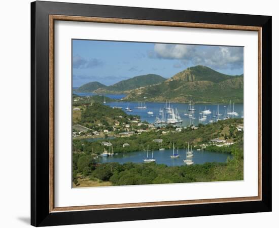 Aerial View over Falmouth Bay, with Moored Yachts, Antigua, Leeward Islands, West Indies, Caribbean-Lightfoot Jeremy-Framed Photographic Print