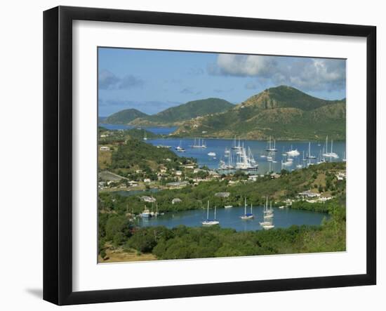 Aerial View over Falmouth Bay, with Moored Yachts, Antigua, Leeward Islands, West Indies, Caribbean-Lightfoot Jeremy-Framed Photographic Print