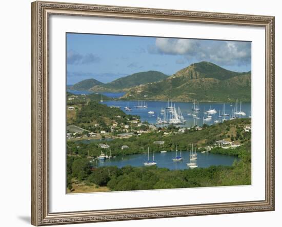 Aerial View over Falmouth Bay, with Moored Yachts, Antigua, Leeward Islands, West Indies, Caribbean-Lightfoot Jeremy-Framed Photographic Print