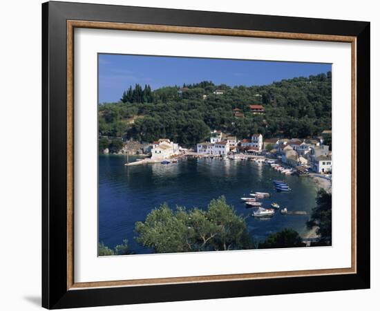 Aerial View over Loggos Harbour, Paxos, Ionian Islands, Greek Islands, Greece, Europe-Julia Bayne-Framed Photographic Print