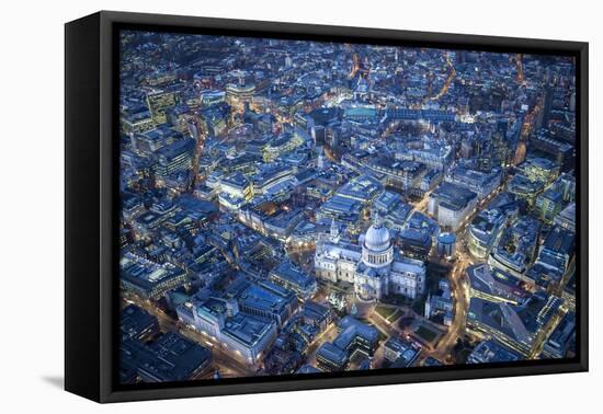 Aerial View over St. Paul's Cathedral, at Night London, England-Jon Arnold-Framed Premier Image Canvas