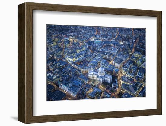 Aerial View over St. Paul's Cathedral, at Night London, England-Jon Arnold-Framed Photographic Print