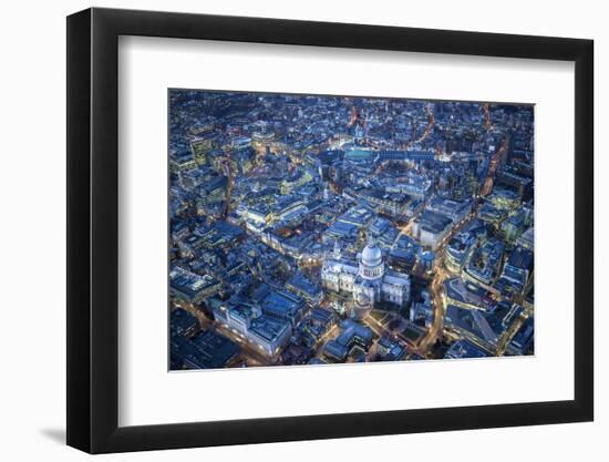 Aerial View over St. Paul's Cathedral, at Night London, England-Jon Arnold-Framed Photographic Print