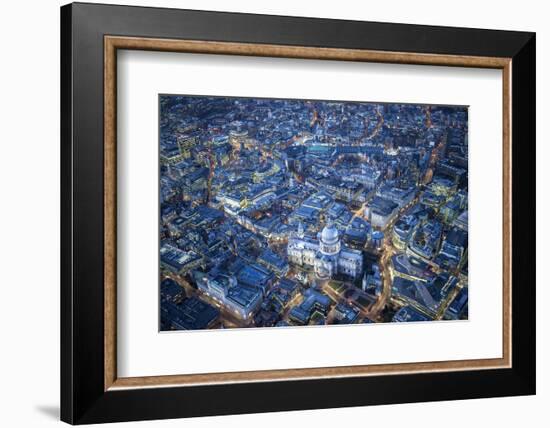 Aerial View over St. Paul's Cathedral, at Night London, England-Jon Arnold-Framed Photographic Print