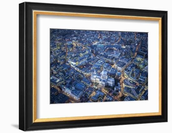 Aerial View over St. Paul's Cathedral, at Night London, England-Jon Arnold-Framed Photographic Print