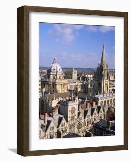 Aerial View Over the Dome of the Radcliffe Camera and a Spire of an Oxford College, England, UK-Nigel Francis-Framed Photographic Print