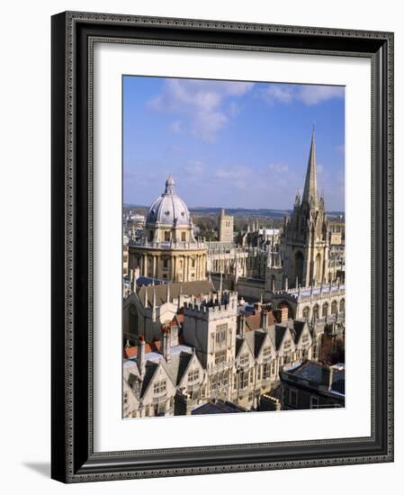 Aerial View Over the Dome of the Radcliffe Camera and a Spire of an Oxford College, England, UK-Nigel Francis-Framed Photographic Print