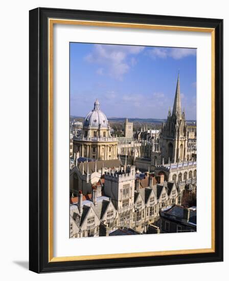 Aerial View Over the Dome of the Radcliffe Camera and a Spire of an Oxford College, England, UK-Nigel Francis-Framed Photographic Print