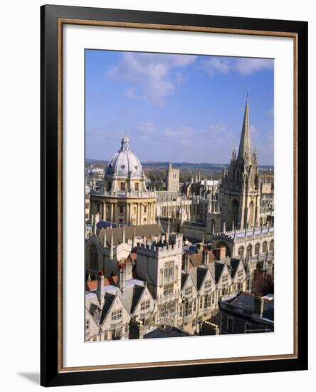 Aerial View Over the Dome of the Radcliffe Camera and a Spire of an Oxford College, England, UK-Nigel Francis-Framed Photographic Print