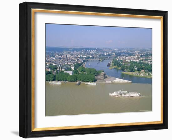 Aerial View Over the Junction Between the Rhine River and the Mosel River at Koblenz, Palatinate-Hans Peter Merten-Framed Photographic Print