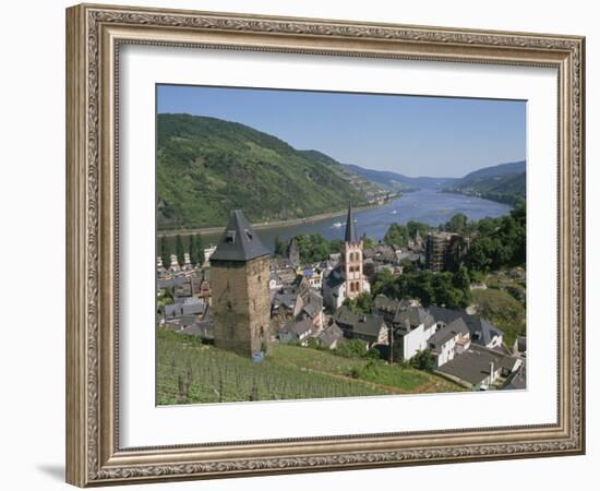 Aerial View over the Town of Bacharach and the Rhine River, Rhineland, Germany, Europe-Hans Peter Merten-Framed Photographic Print