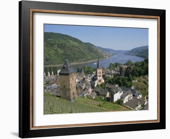 Aerial View over the Town of Bacharach and the Rhine River, Rhineland, Germany, Europe-Hans Peter Merten-Framed Photographic Print