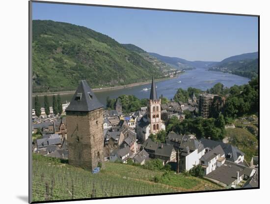 Aerial View over the Town of Bacharach and the Rhine River, Rhineland, Germany, Europe-Hans Peter Merten-Mounted Photographic Print