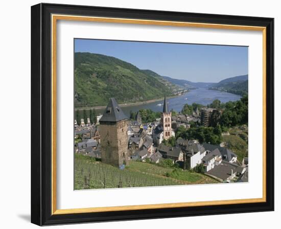 Aerial View over the Town of Bacharach and the Rhine River, Rhineland, Germany, Europe-Hans Peter Merten-Framed Photographic Print