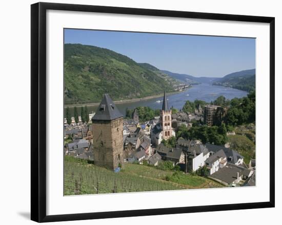 Aerial View over the Town of Bacharach and the Rhine River, Rhineland, Germany, Europe-Hans Peter Merten-Framed Photographic Print