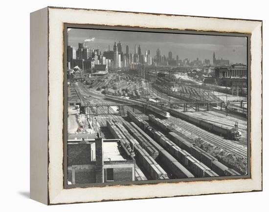 Aerial View Overlooking Network of Tracks for 20 Major Railroads Converging on Union Station-Andreas Feininger-Framed Premier Image Canvas