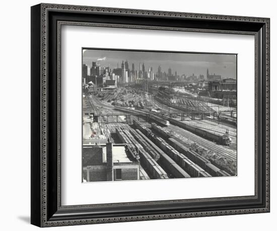 Aerial View Overlooking Network of Tracks for 20 Major Railroads Converging on Union Station-Andreas Feininger-Framed Photographic Print