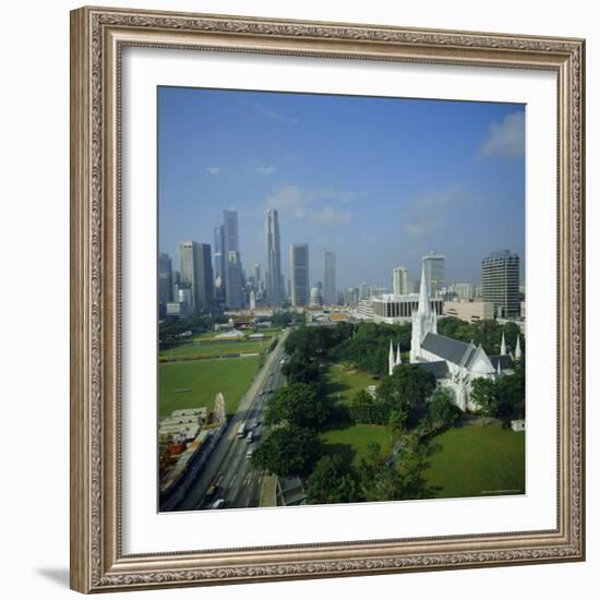 Aerial View, Singapore, Asia-David Lomax-Framed Photographic Print