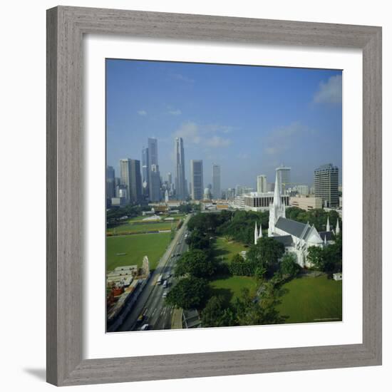 Aerial View, Singapore, Asia-David Lomax-Framed Photographic Print