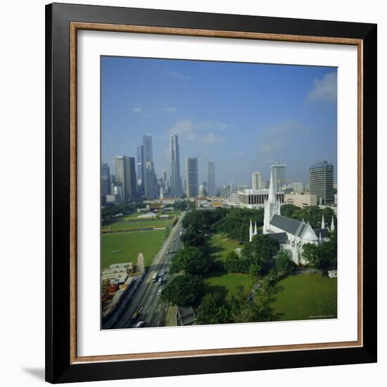 Aerial View, Singapore, Asia-David Lomax-Framed Photographic Print