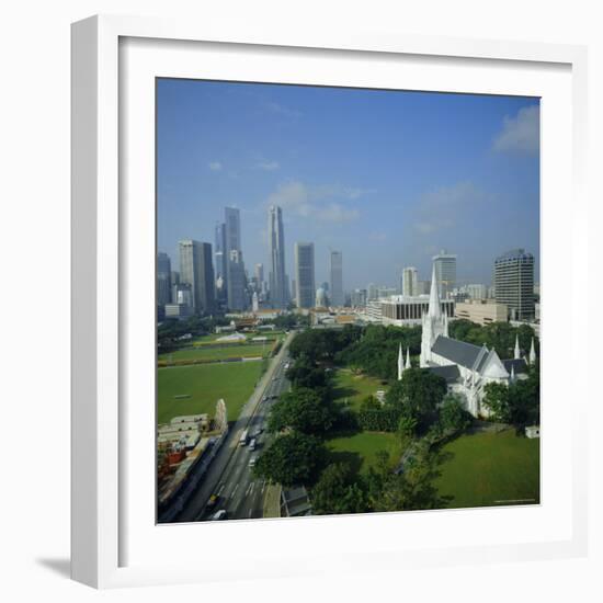 Aerial View, Singapore, Asia-David Lomax-Framed Photographic Print