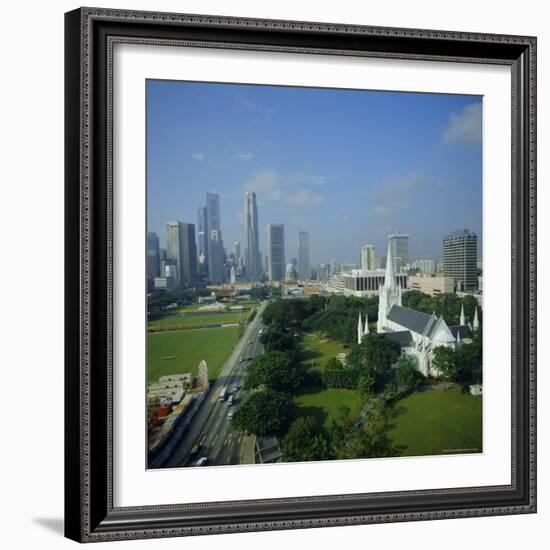 Aerial View, Singapore, Asia-David Lomax-Framed Photographic Print