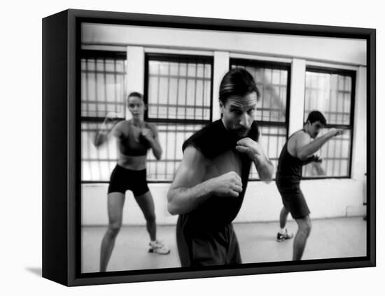 Aerobics Class- Group Working Out, New York, New York, USA-Paul Sutton-Framed Premier Image Canvas